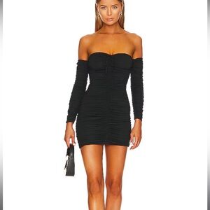 Shanice Ruched Mini Dress in Black